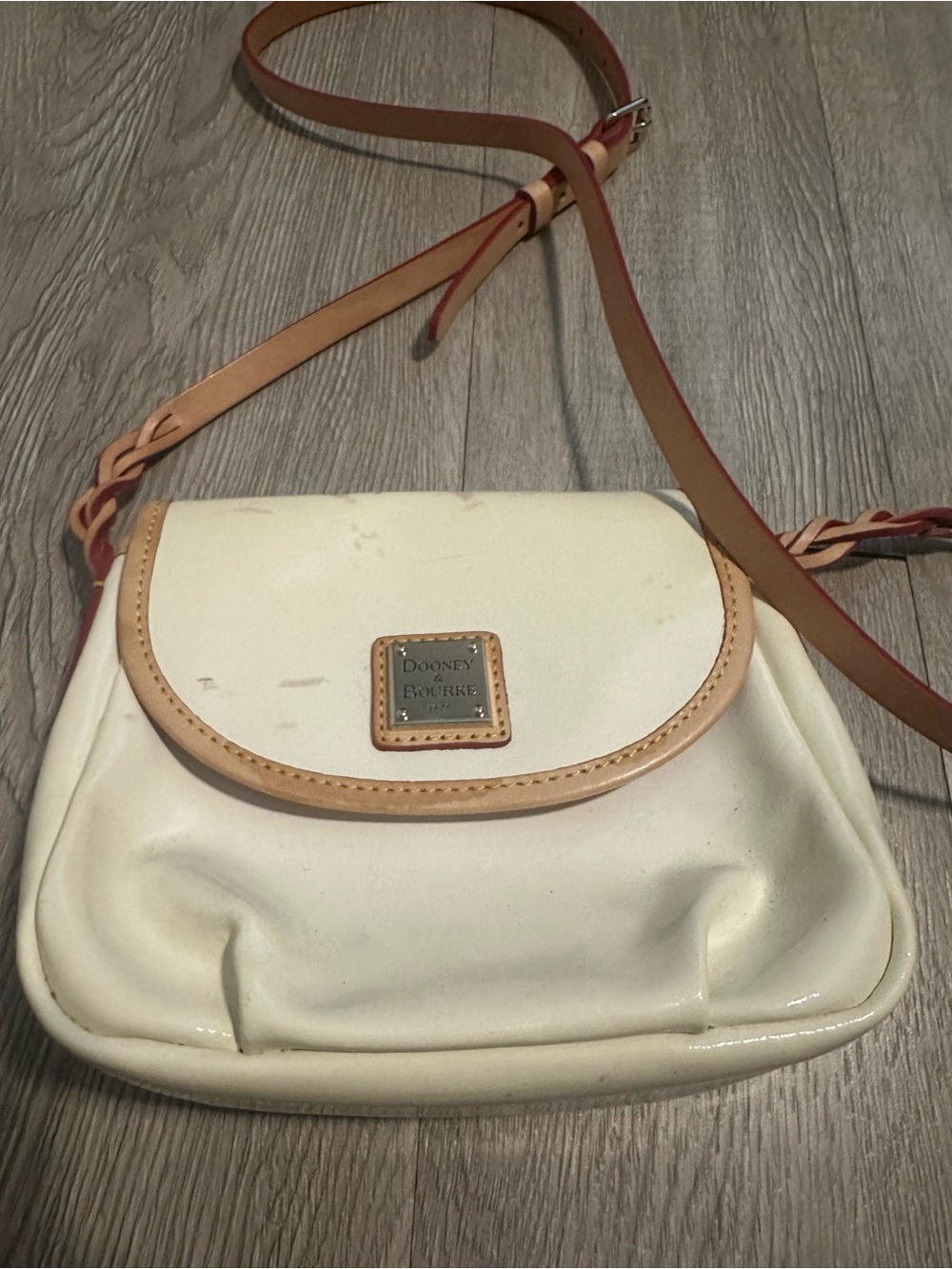 Dooney & Bourke Cream Patent Leather Small Shoulder Crossbody Bag